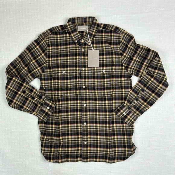 Everlane Men's Plaid Button Down Shirt - Brown and Yellow - Picture 12 of 12